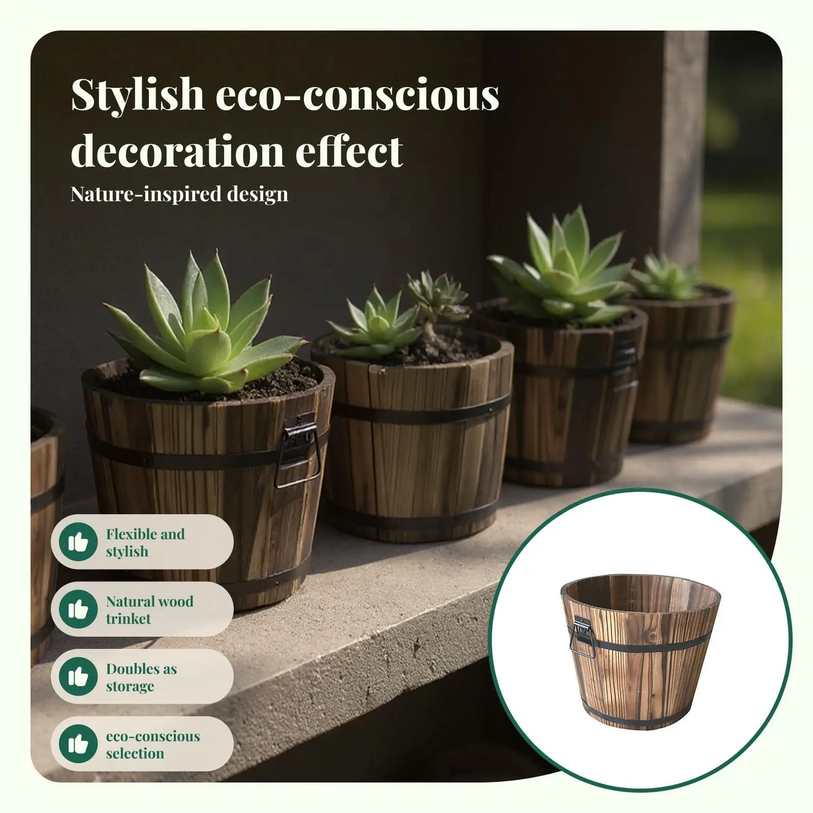 Trough Box Wooden Window Box Garden Planters Outdoor Plant Pot for Kitchen Herb Decoration