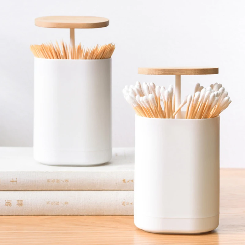 Toothpick Holder Automatic Compact Design Convenient Cotton Swab Toothpicks Dispenser Large Capacity Reusable Stand Storage Box