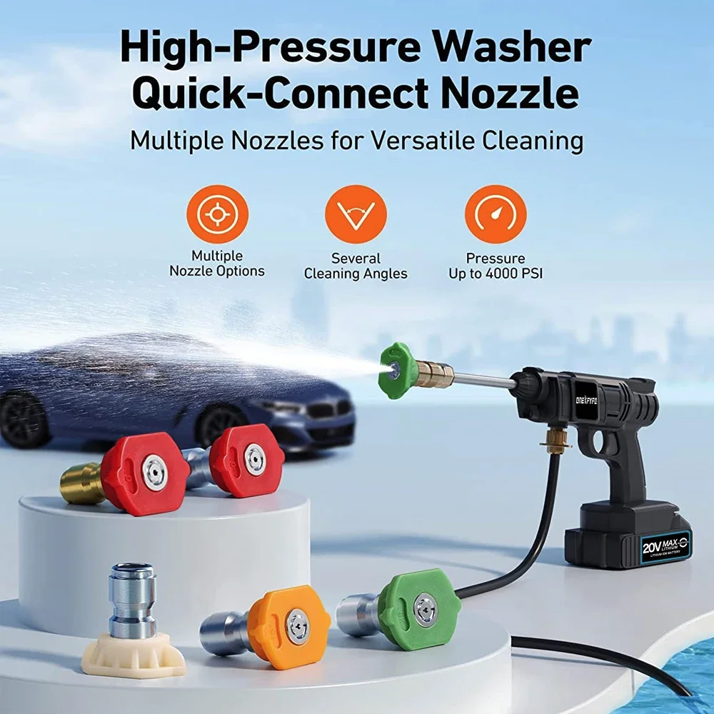 0° 15° 25° 40° Cordless High Pressure Cleaner Washer Spray Water Gun Car Wash Pressure Water Spray Nozzle Replacement Nozzles