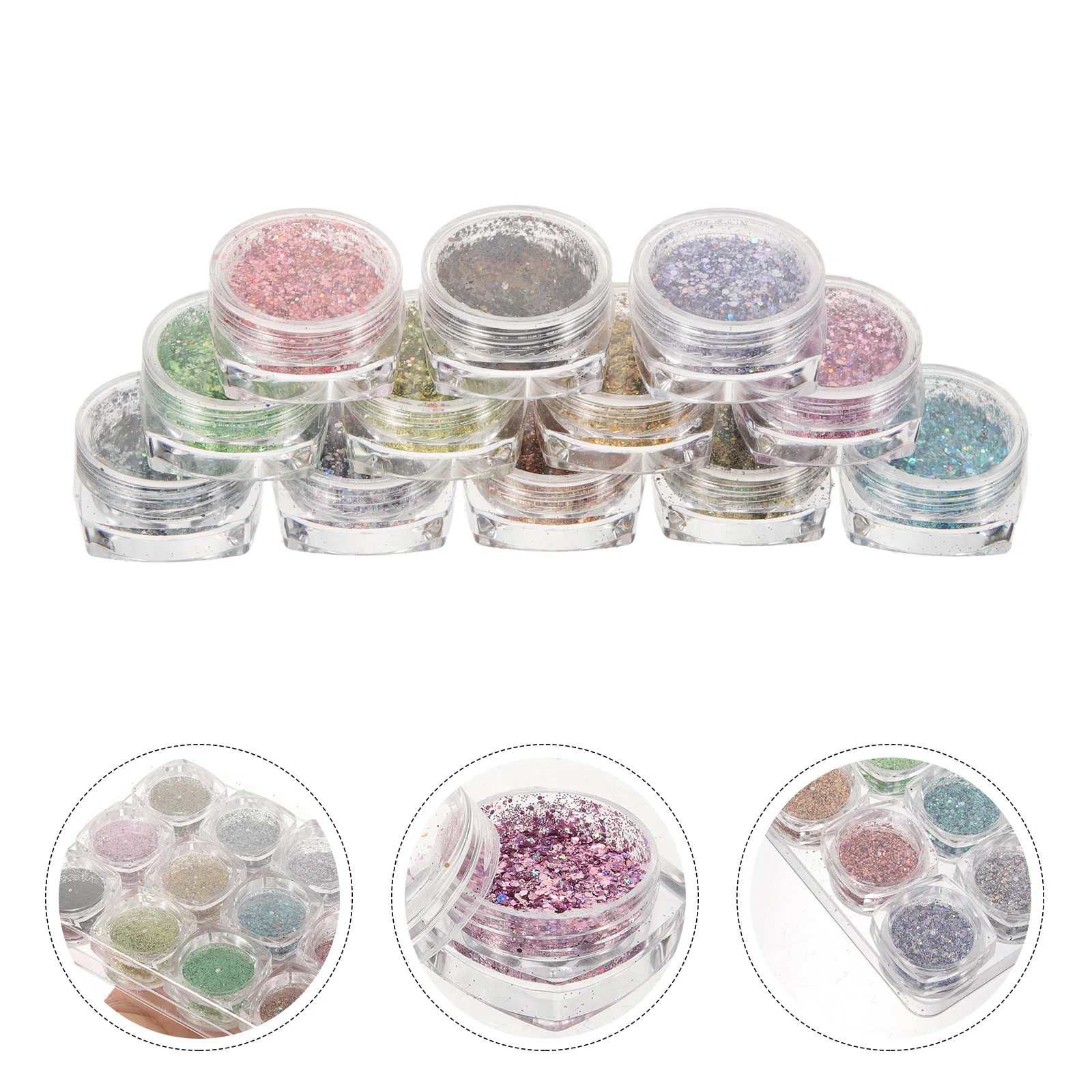 12 caixas de glitter para unhas, flocos para unhas acrílicas, rosto, corpo, maquiagem, festival, decorações rave, glitter grosso