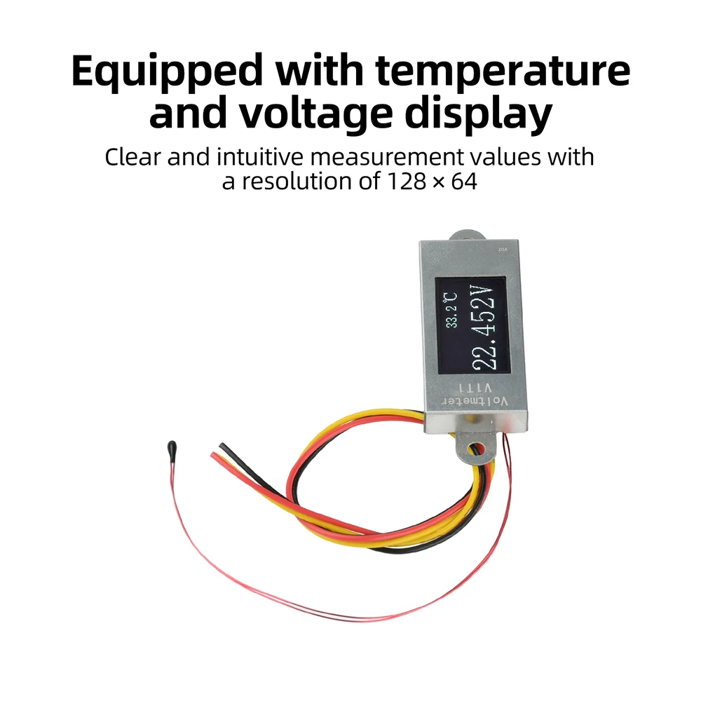 Mini-Digital-Voltmeter 0,77-Zoll-OLED 128x64 DC 0-30V Spannungs- und Temperaturmonitor 12-Bit-ADC Hochpräziser Spannungstester – Detail 4