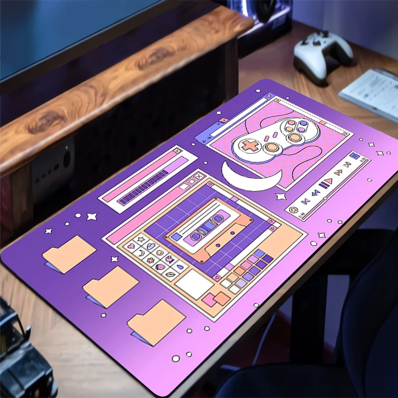 

1PC Mouse Pad Office PC Retro Steam Wave Design Desk Mat Non-slip Rubber Base Laptop Purple Anime Cute Mousepad For Work Gaming