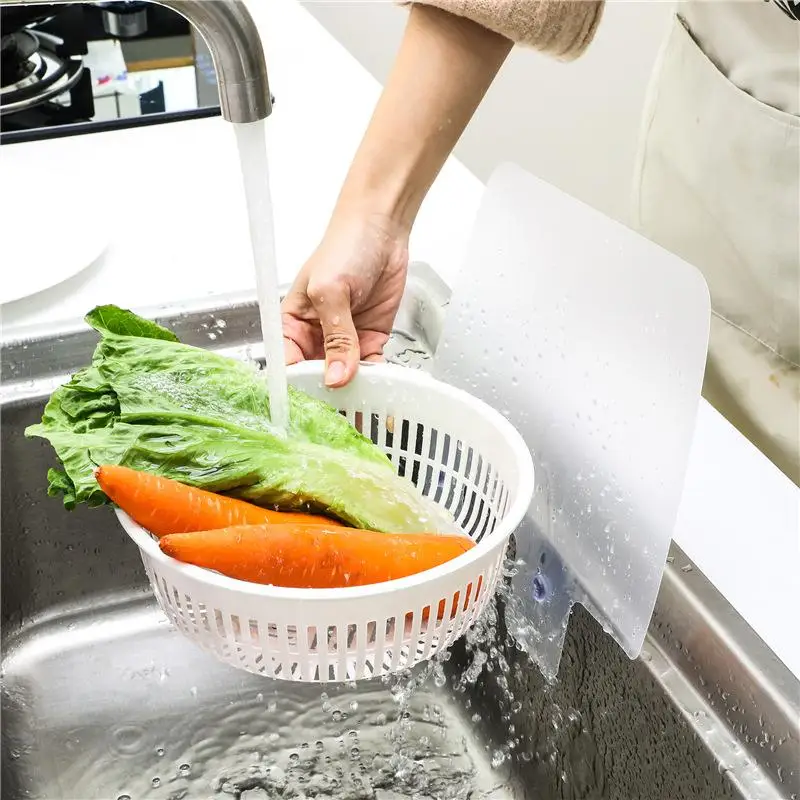 Kitchen Sink Splash Guard Universal Fit Waterproof Oil Protector with Suction Cups for Most Kitchen Sink Types