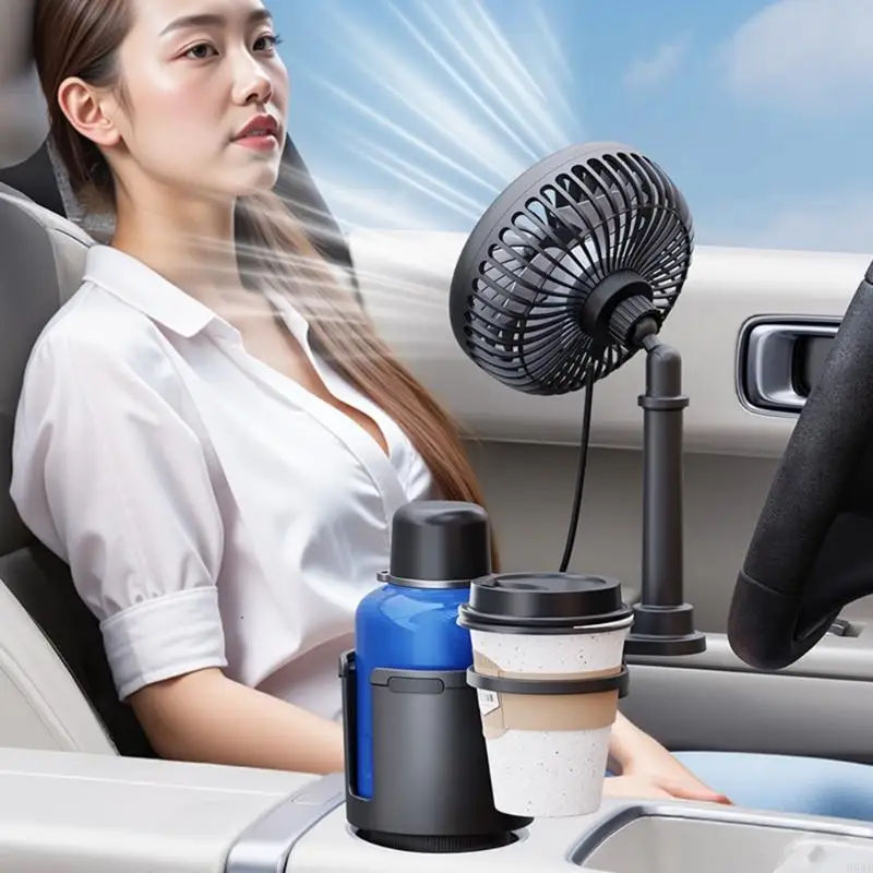 3 Speed USB Car Fan For Cup Holder Adjustable Height 360 Rotation For Hot Weather Driving H8WD
