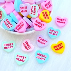 20pcs New Cute Resin Mini Heart Letter Flat back Cabochon Scrapbook Kawaii DIY Embellishments Accessories
