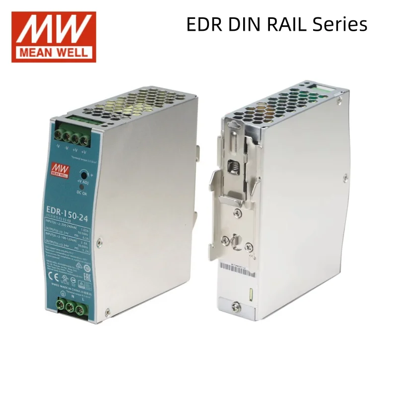 MEAN WELL EDR 75w 120w 150W Economy DIN Rail Power Supply High Efficiency EDR Series 24V Single Output Industrial Power Supply