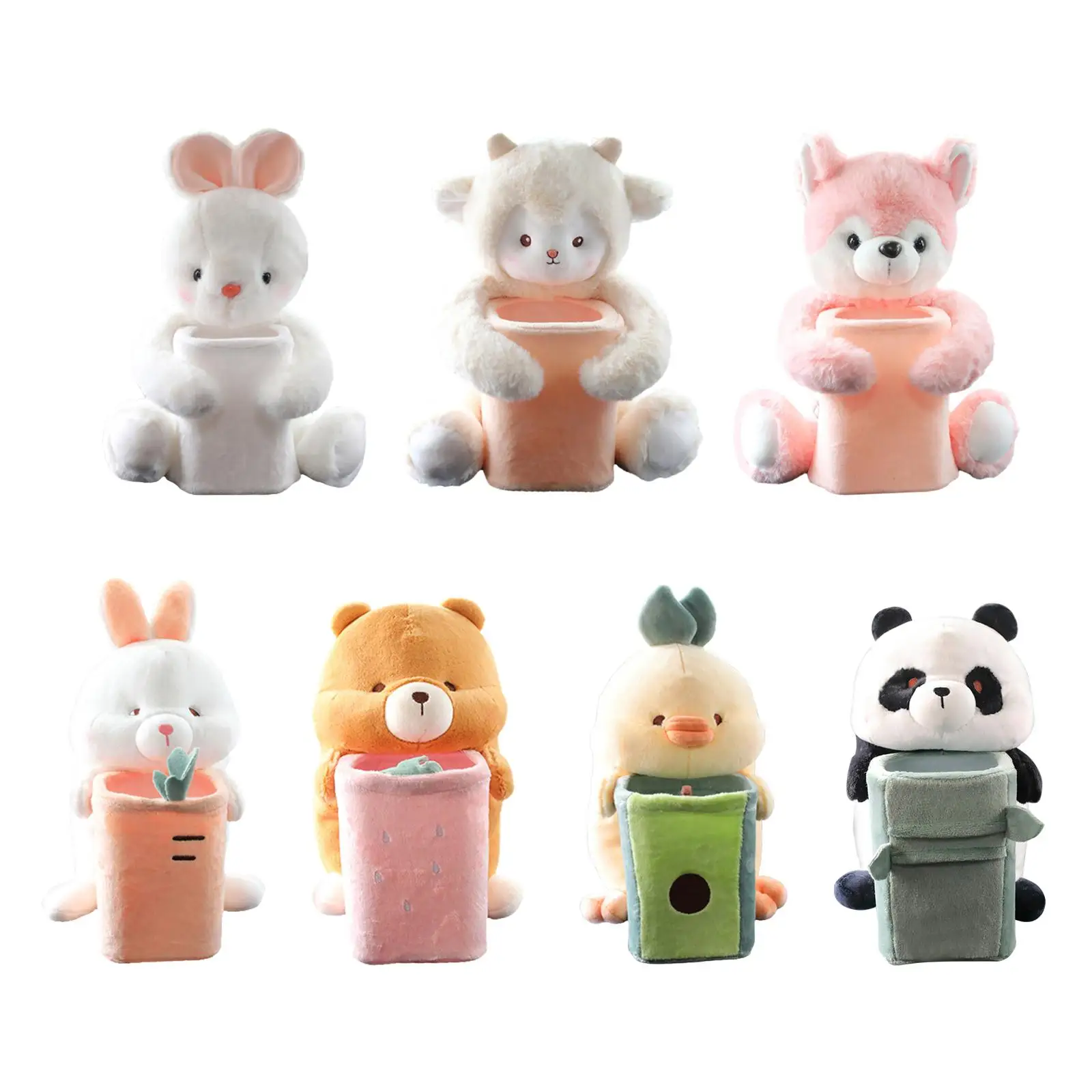 Soft Plush Car Trash Can Multifunctional Cute Plush Toy Tissue Case Car Armrest Storage Box Paper Holder Decor