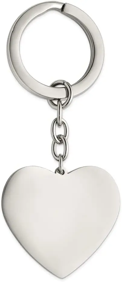 Stainless Steel Engravable Polished Heart Key Chain