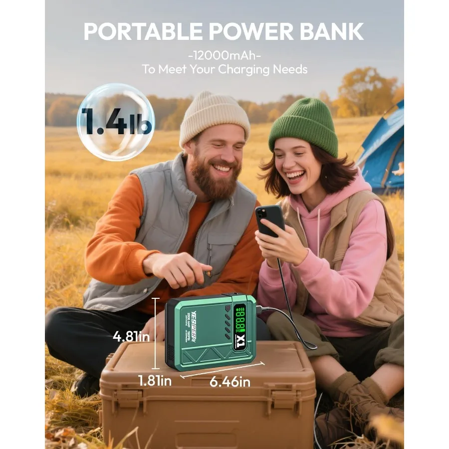 كاتب الانتقال المحمول مع ضاغط الهواء 2000A 150PSI للسيارات 12 فولت 8L الغاز و 6L الديزل التوافق شاشة الكريستال السائل المدمج ضوء #5