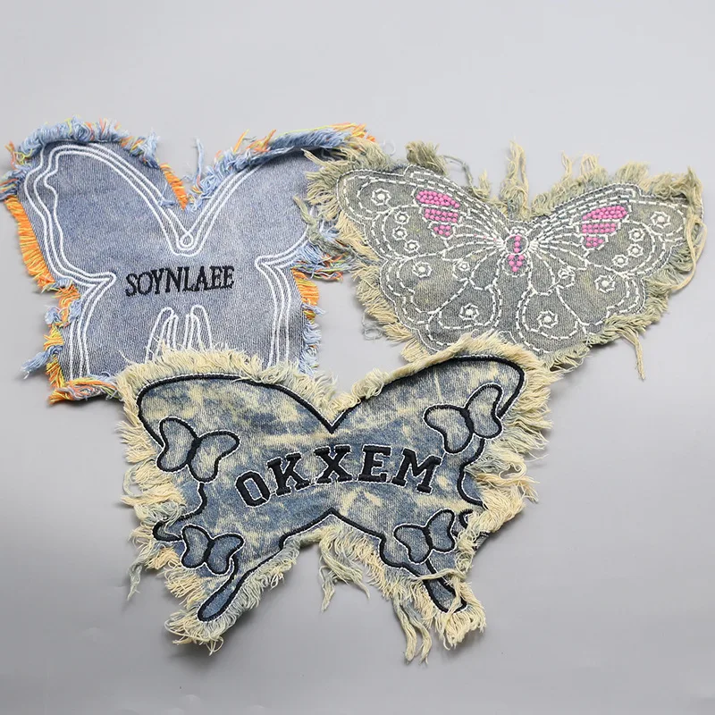 

New Denim Embroidered Butterfly Patch Clothing Bag Sewing Decoration DIY Backpack Patches for Children's Clothes Sew on Patches