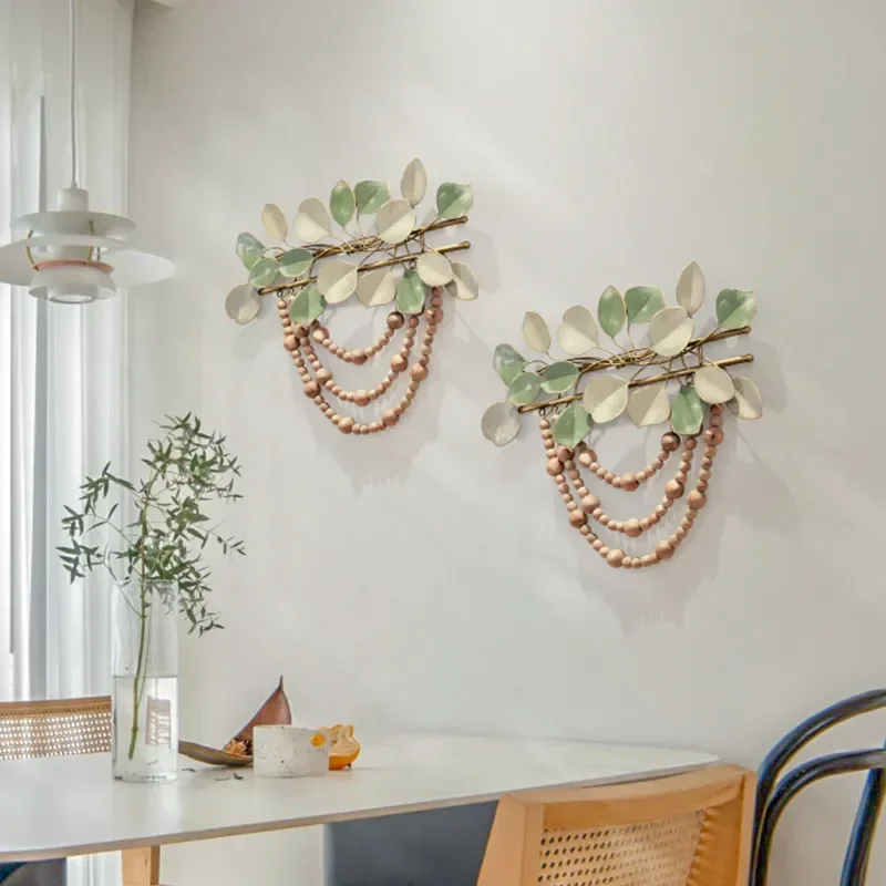 Wrought Iron Ginkgo Leaf Wall Art Pendant Light Luxury 3D Metal Decor For Living Room Entrance Restaurant Home Decoration