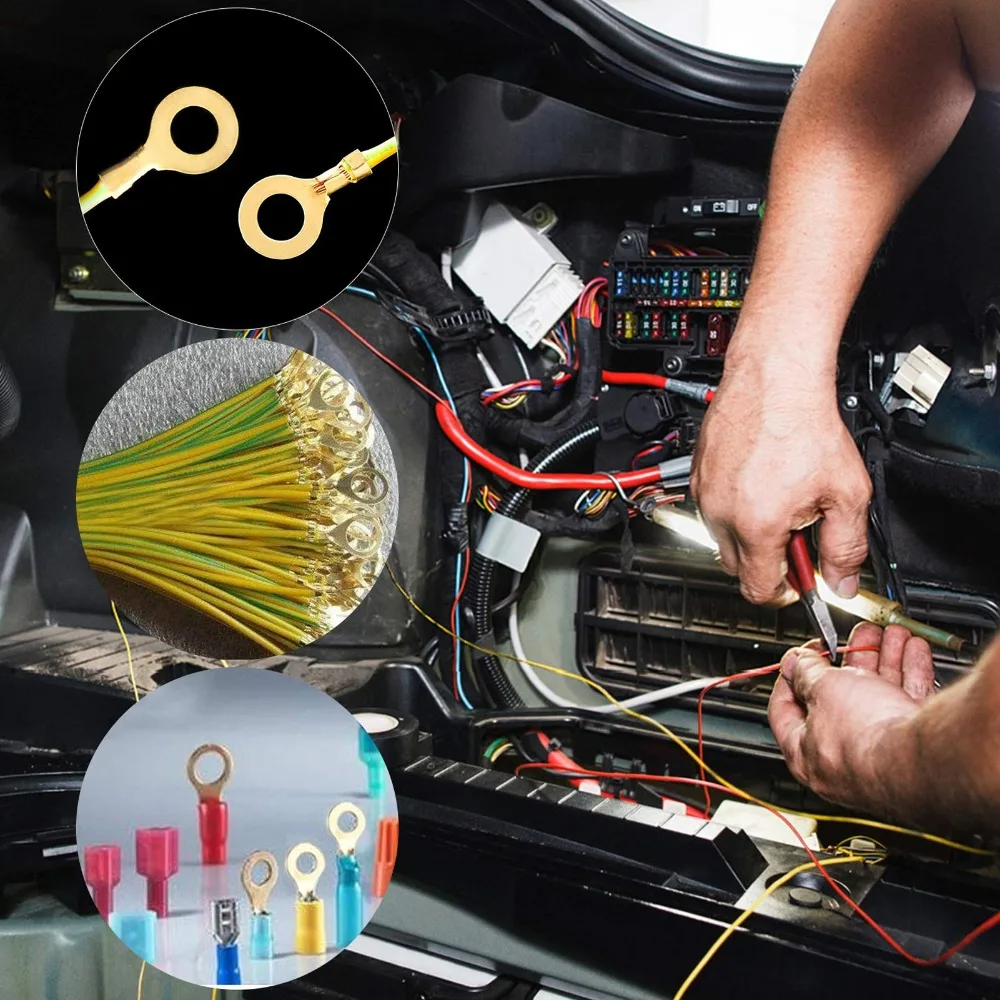 540 PCS M3 M4 M5 M6 M8 M10 Ring Terminal with Storage Box Copper Wire Lugs Assortment O Type Ring Terminals Non-Insulated