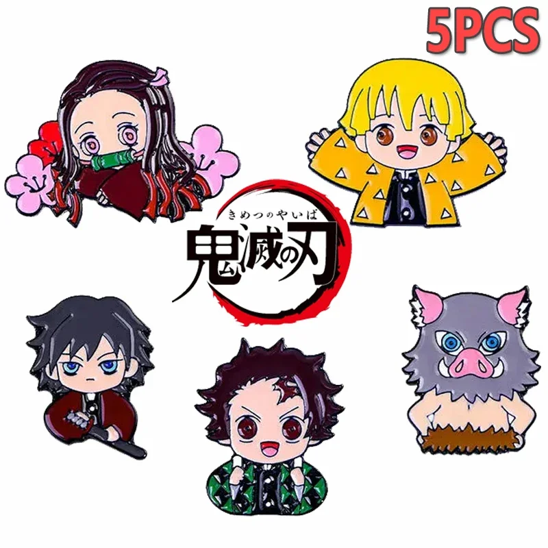 Demon Slayer Anime Brooch Badge Cartoon Enamel Pins Kimetsu No Yaiba DIY Brooches Decoration Backpack Gifts for Friend Jewelry