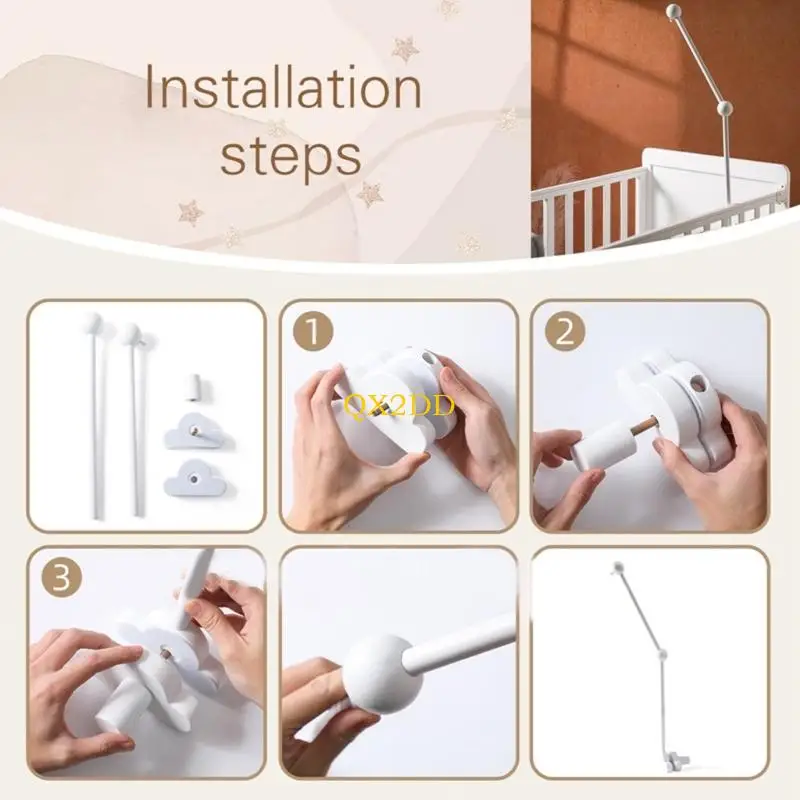 Supporto mobile per lettino per bambini in legno naturale QX2D con design a forma nuvola per stimolazione visiva Staffa da