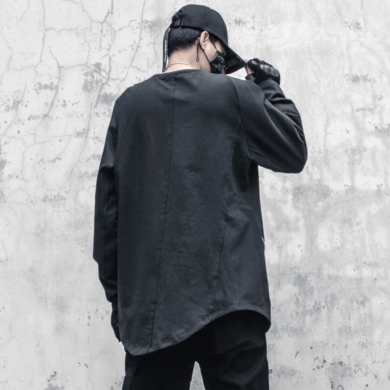 Hop Hip Streetwear Asymmetric Zipper Crewneck Pullover Sweatshirt Mens Clothing Harajuku Cotton Long Sleeve Tops