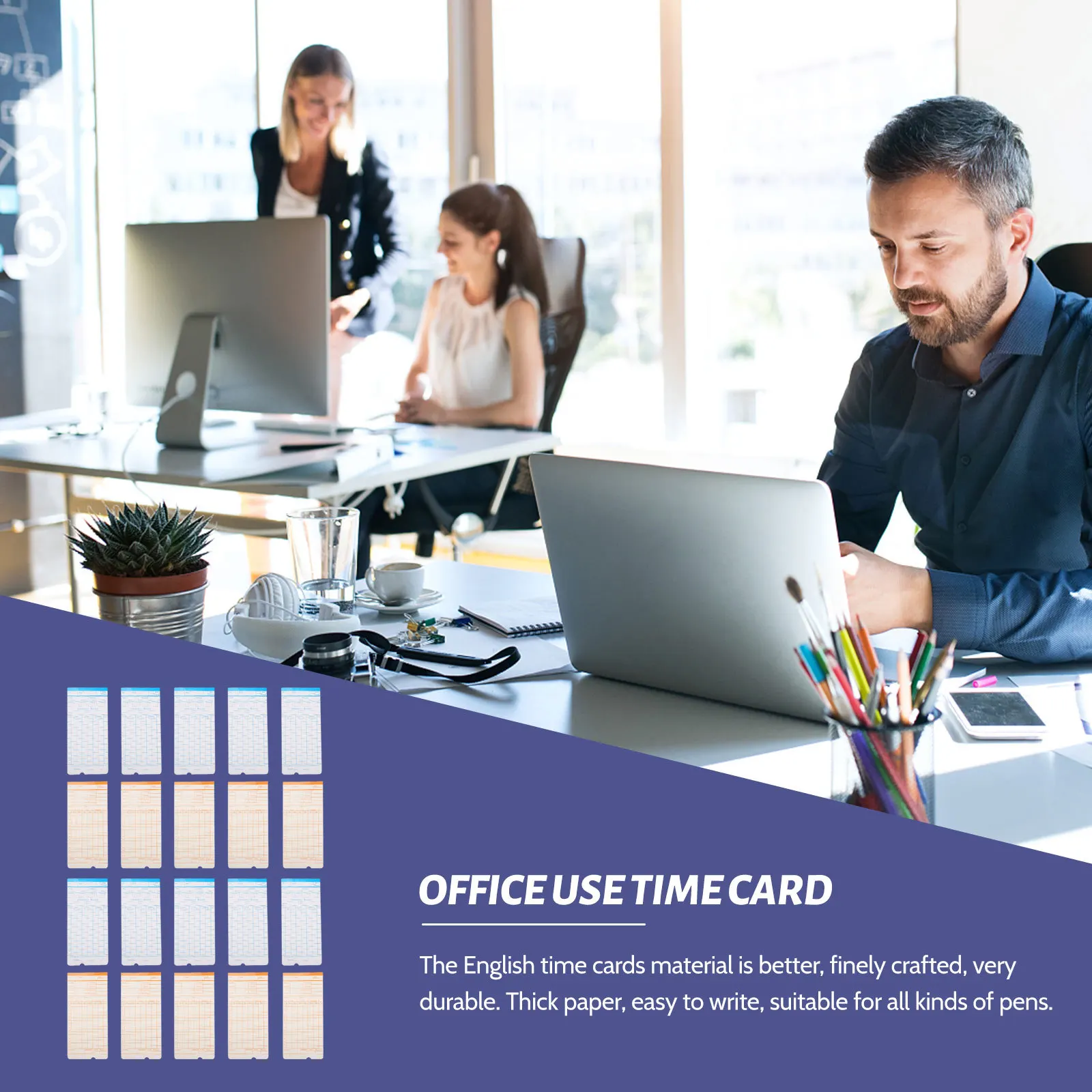 بطاقات وقت الحضور، بطاقة ورقية على الوجهين، مستلزمات مكتبية محمولة خفيفة الوزن لحضور الموظفين #1