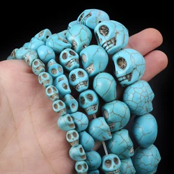 Mixcolor Carved Skull Turquoise Beads Natural Stone Howlite Semi-finished Loose Beads for Jewelry Making DIY Bracelet Earrings