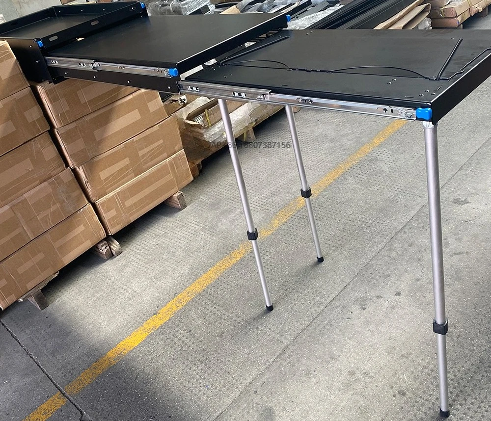 4wd Outdoor Foldable Camping Kitchen Storage Portable Kitchen Table Aluminum Slider Expandable Table for Pickup Suv Accessories