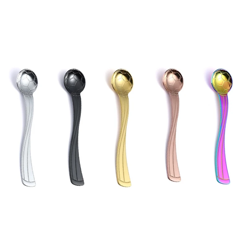 1/6Pcs Football Pattern Coffee Dessert Spoon Long Handle Stirring Spoons Stainless Steel Small Spoon Kitchen Accessorie