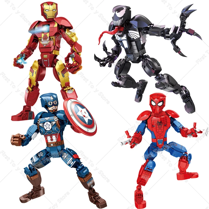 Disney Marvel Avengers Iron Man MK44 Ironman Hulkbuster Hulk Robot Figures Idea Technical Building Brick Block Gift Toy Kid Boys