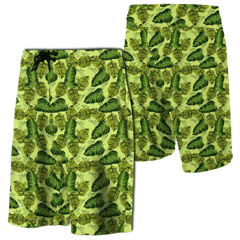 3D Print Hawaii Tropical Flowers Monstera Leaf Men Board Shorts Women Vacation Beach Short Pants Swim Trunks Floral Shorts