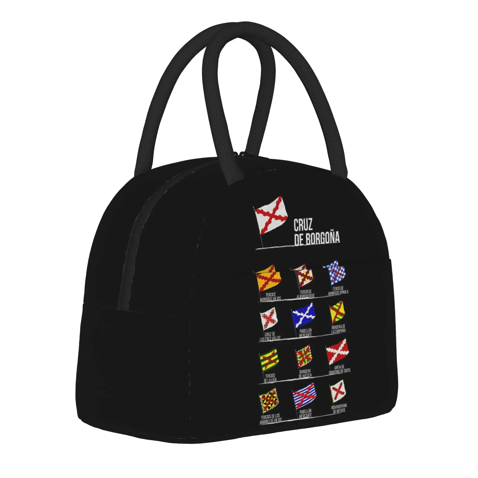 Burgundy Cross Flags Insulated Lunch Bags Thermal Bag Reusable,Meal Container   Leakproof Lunch Box Tote Food Handbags