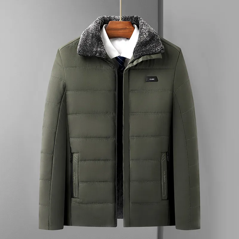 معطف رجالي من القطن Jaet Winter Thiened Warm ort Sle Fce Lined Busin كاجوال بسحاب للإغلاق معطف ملون