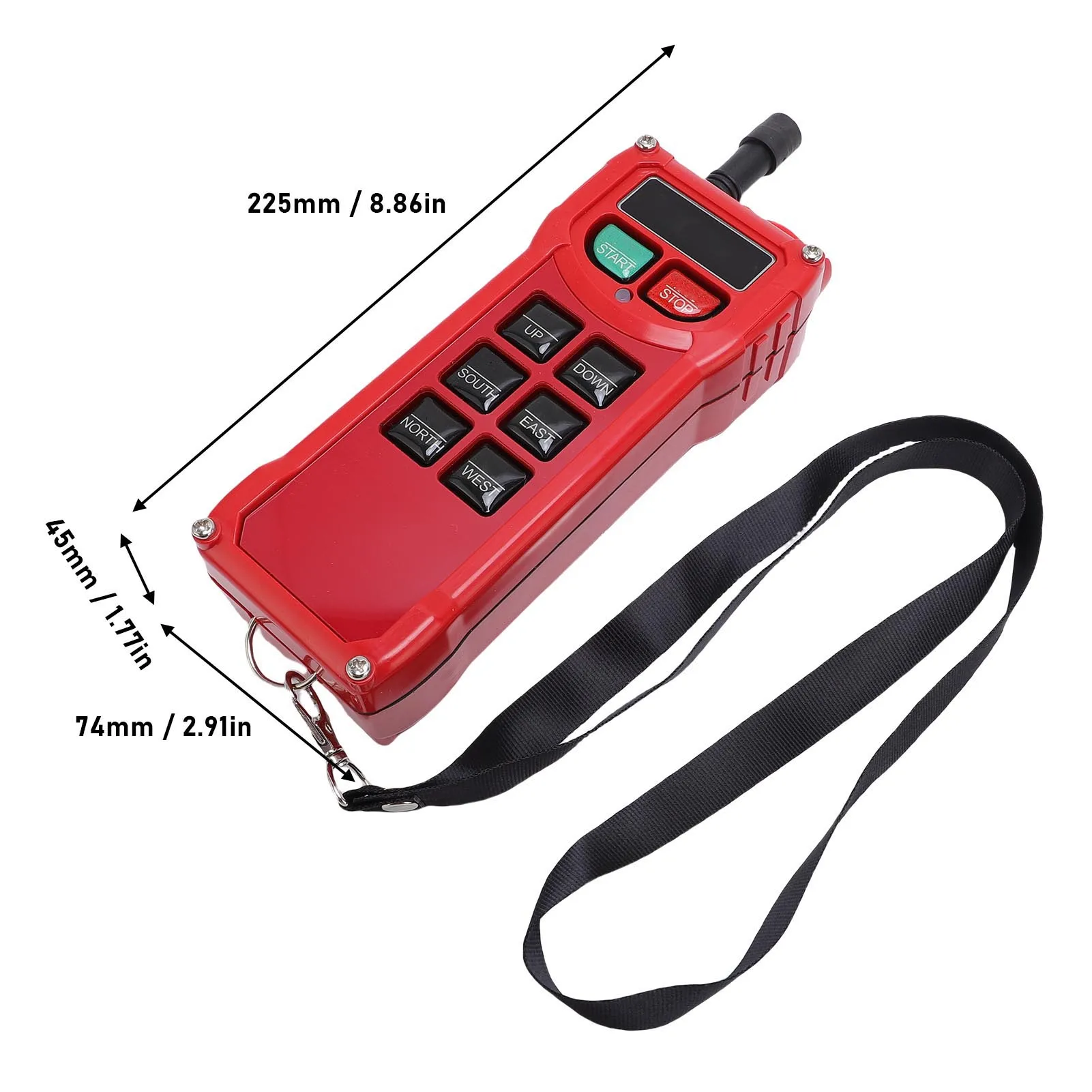 Electric Hoist Remote Control Crane Receiver Transmitter Clear 8 Buttons ABS Housing 100m Open Area for Bridge Overhead Cranes