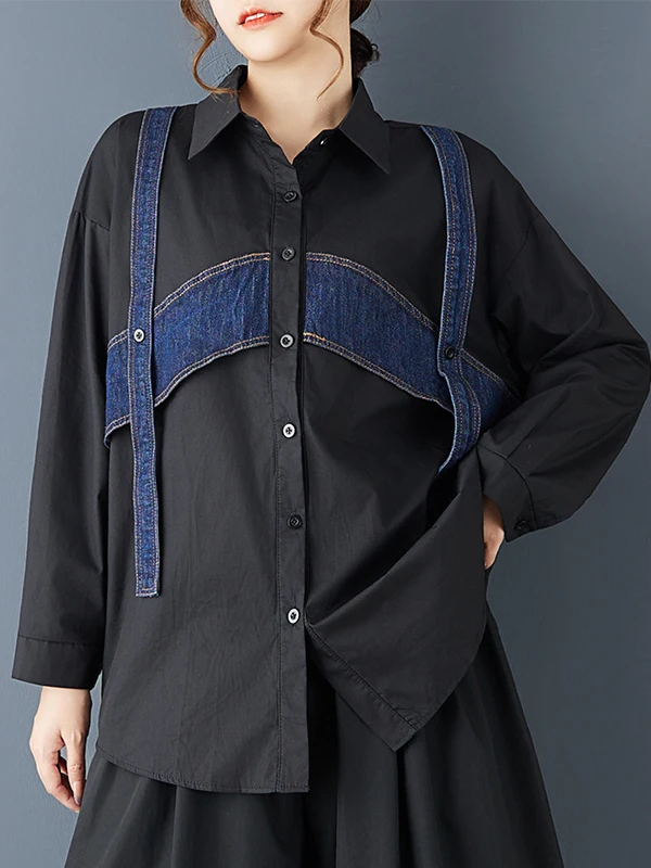 

Женский джинсовый топ Faionable n Sle Long Sve irt свободного кроя k Sle, хлопковый джинсовый топ на весну и осень