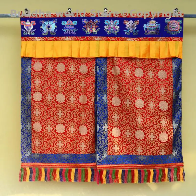 Buddhist Supplies Auspicious symbols Temple Buddhist Embroidery curtain portiere Front stall of Buddhist niche Buddha Altar