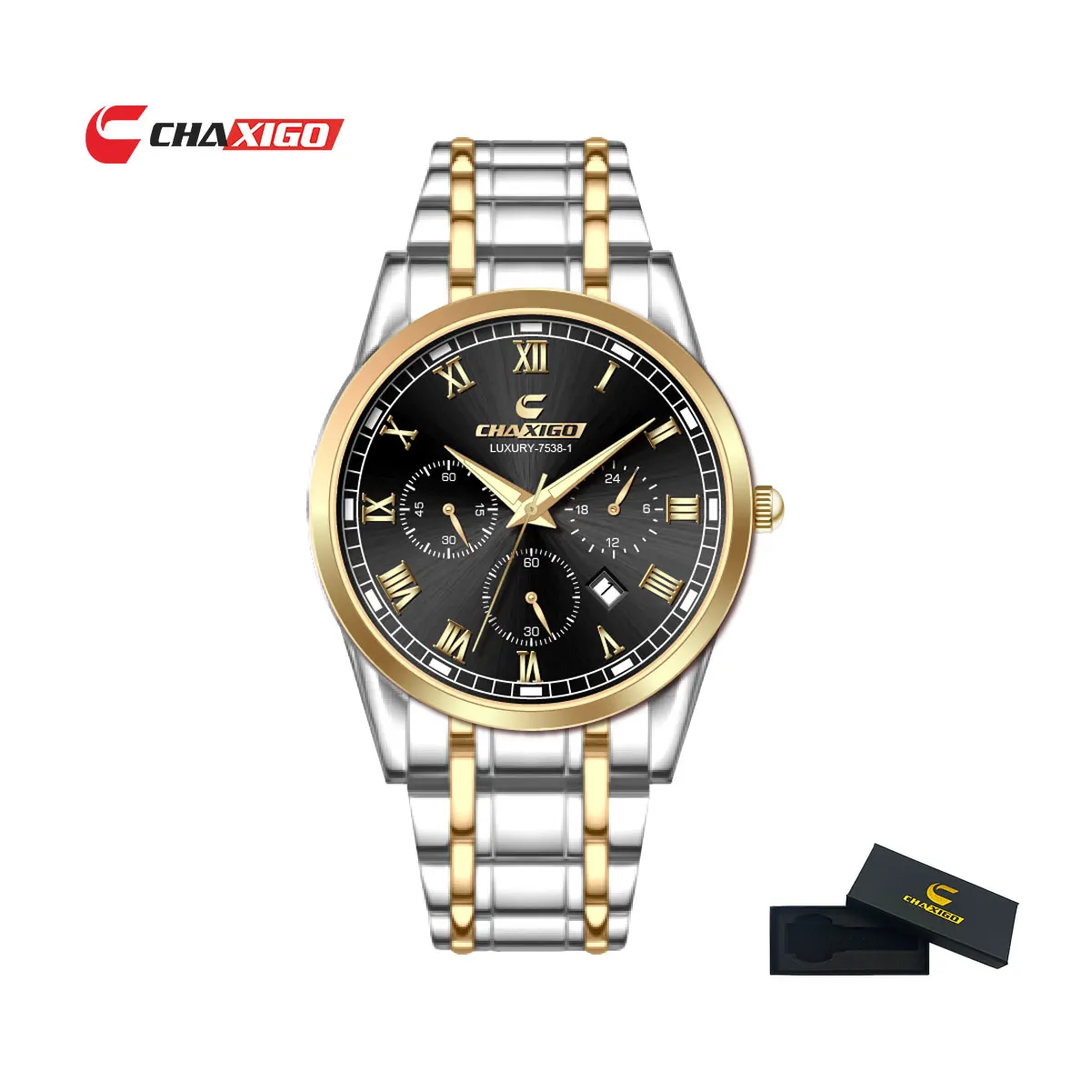 Men's quartz watch,business fashion watch,waterproof calendar stainless steel strap,round dial men's wristwatch,men's choice