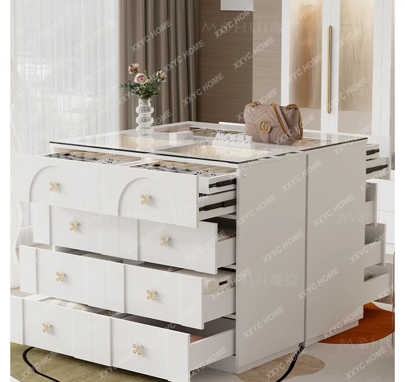 

Шкаф для хранения украшений Nakajima Taiwan с восемью отделениями, интегрированный в гардеробную, розовый, для спальни, премиум-класса