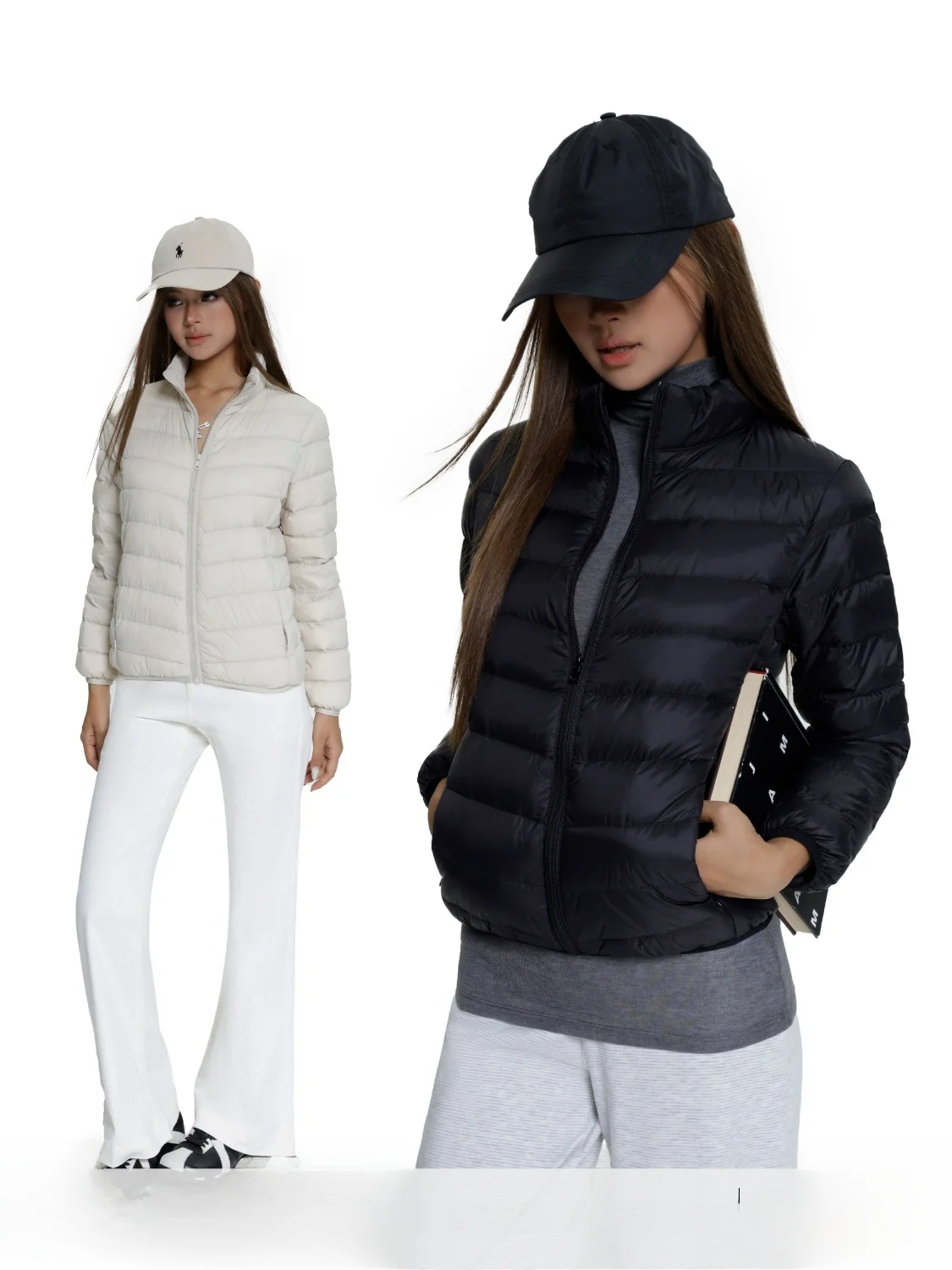 

Легкая женская пуховая куртка Audwyn с воротником, короткая, зимняя, в американском стиле, однотонная, универсальная, белая, теплая, из натурального пуха