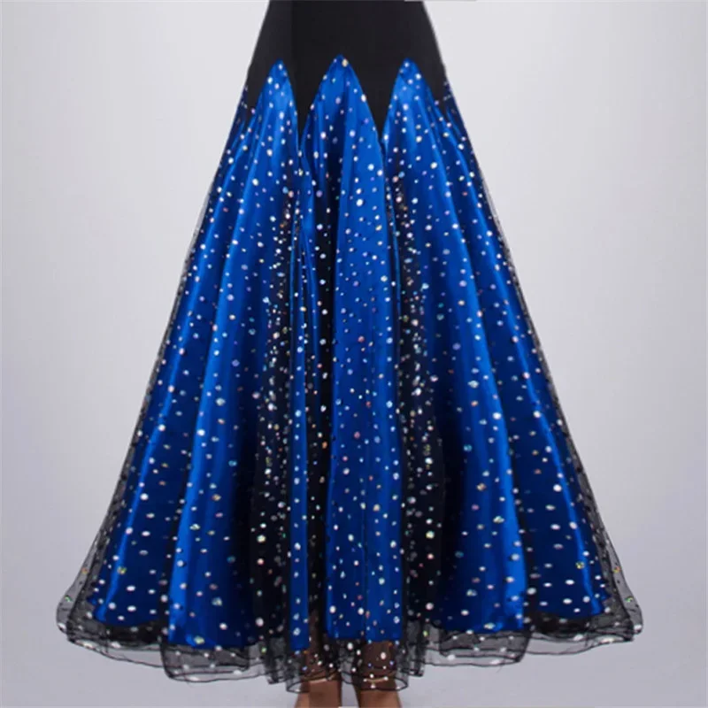 720 Degree Ladies Modern Swing Skirt Waltz Ballroom Dance Practice Long dress women Ballroom Dance Half Skirt Sequin Long dress