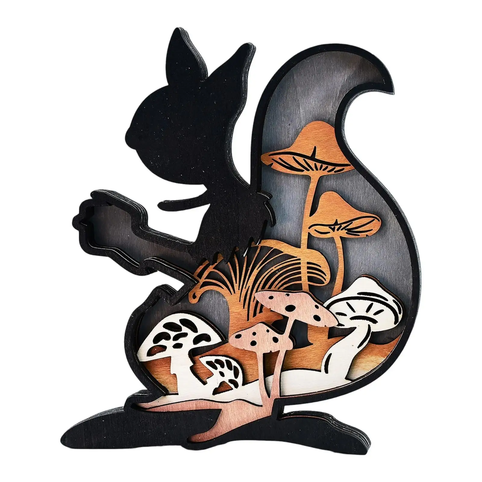 

Squirrel Figurine Table Living Room Decorative Black Wooden Indoor Sculpture