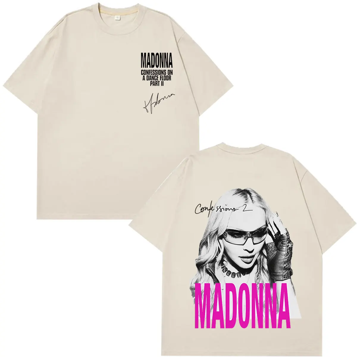 Madonna CONFESSIONS II Album Tour 2026 Print T-Shirt Herren Damen Mode T-Shirt Kurzarm Casual Oversized Vintage T-Shirts – Detail 7