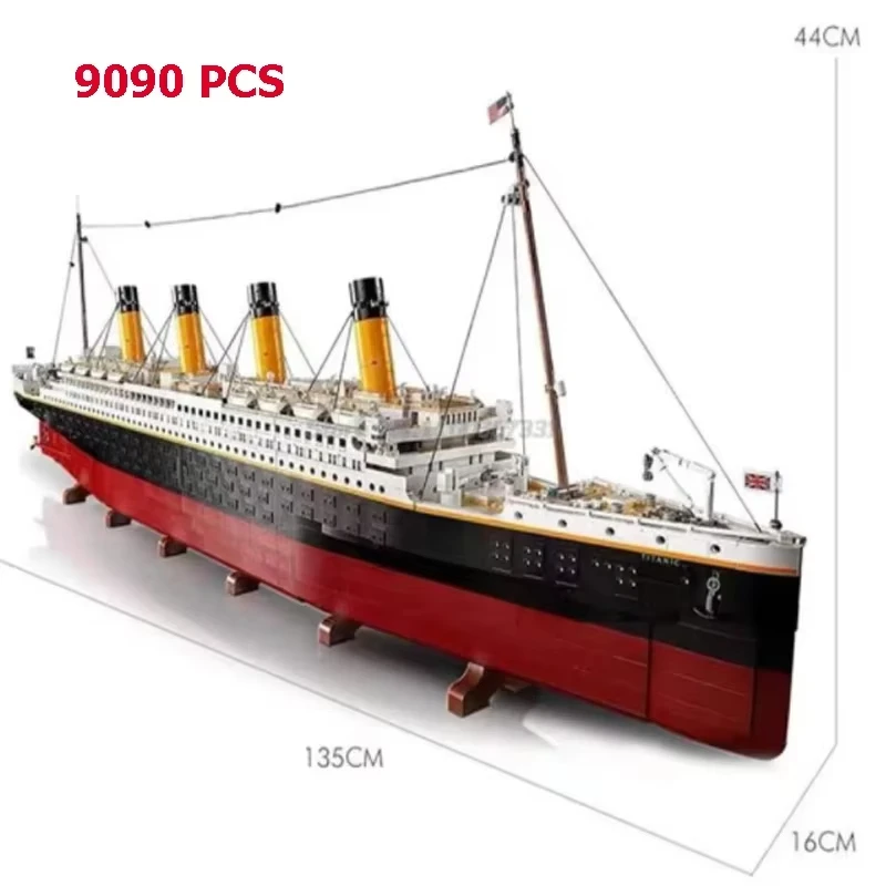 9090 Uds Titanic barco de crucero grande barco de vapor decoración del hogar ladrillos modelo 10294 bloques de construcción juguete para niños regalos de navidad