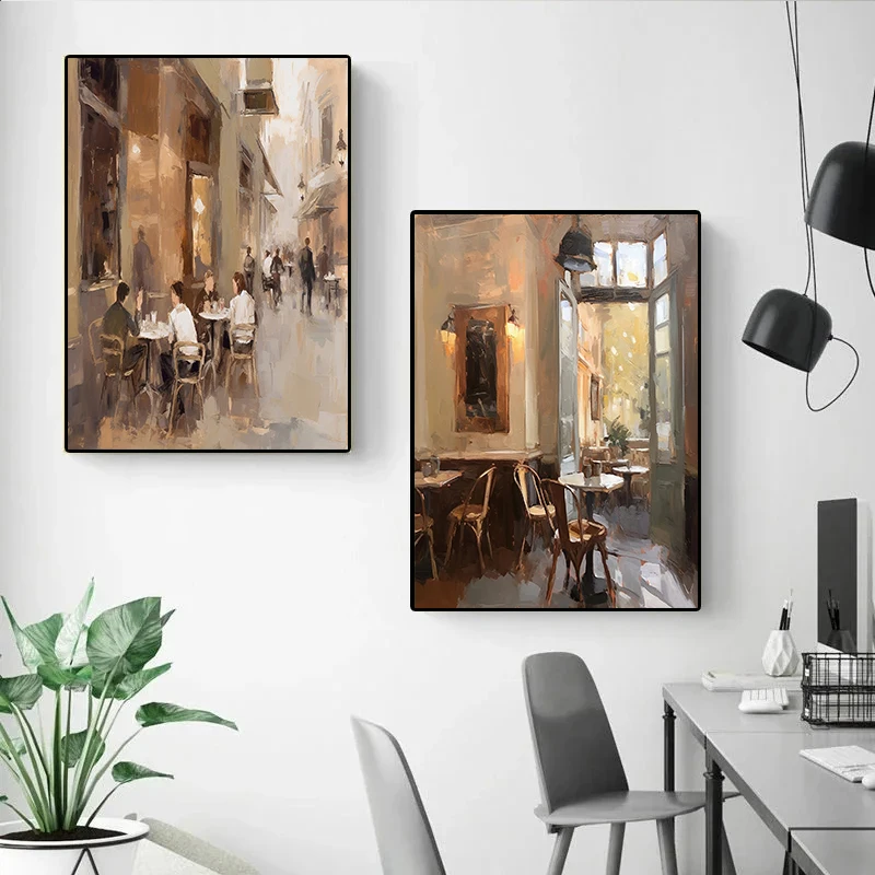 Vintage Rural House Old Building Field Street Garden Oil Painting Landscape Poster Canvas Painting Wall Art Farmhouse Home Decor