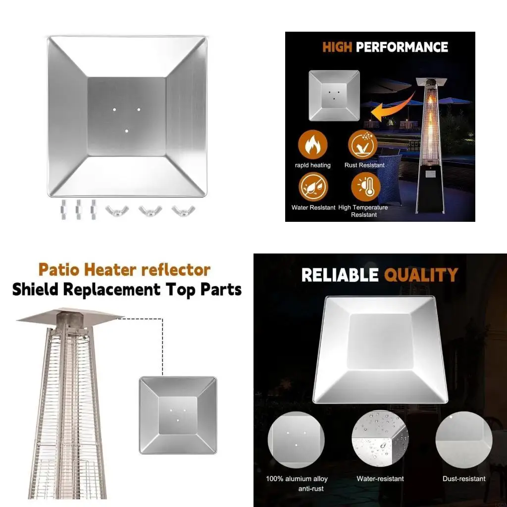 Patios Heaters Reflector Square Aluminum Reflector Cover with Pre Drilled Holes