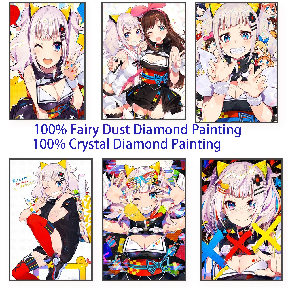 

100% Fairy Dust Diamond Painting Anime Girl Square Drill Crystal Cross Stitch 5D Embroidery Mosaic Needlework Rhinestons Home 5D