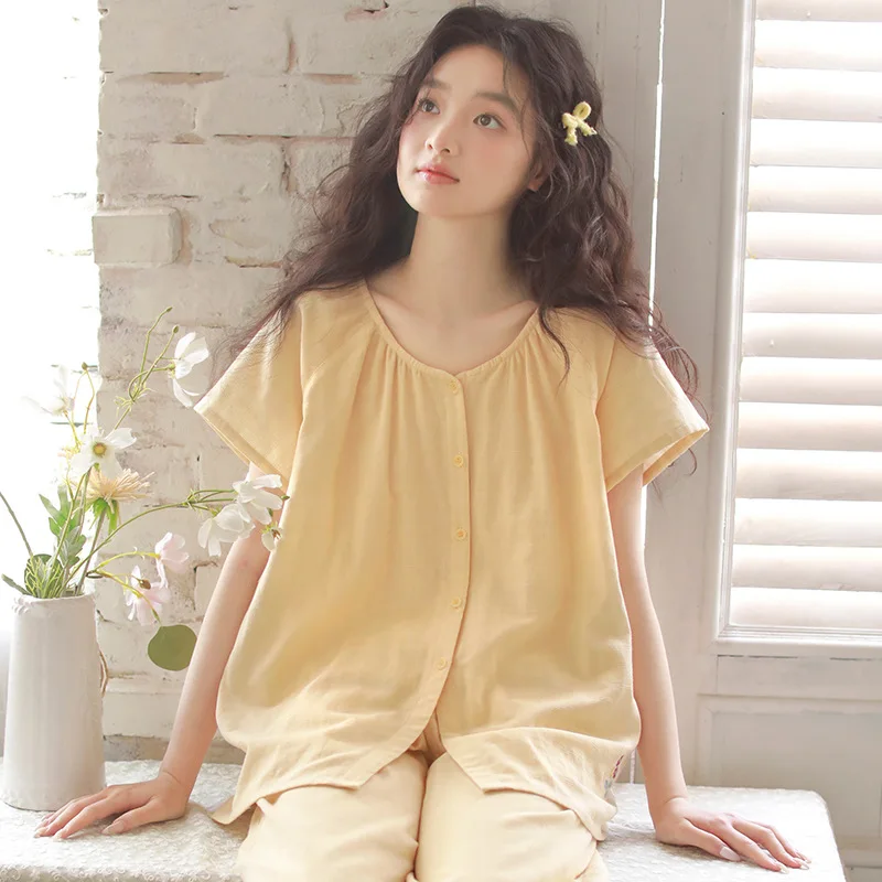 

2026 New Women's Round Neck Three-quarter Sleeve Seven-quarter Pants Thin Loungewear Can Be Worn Outside