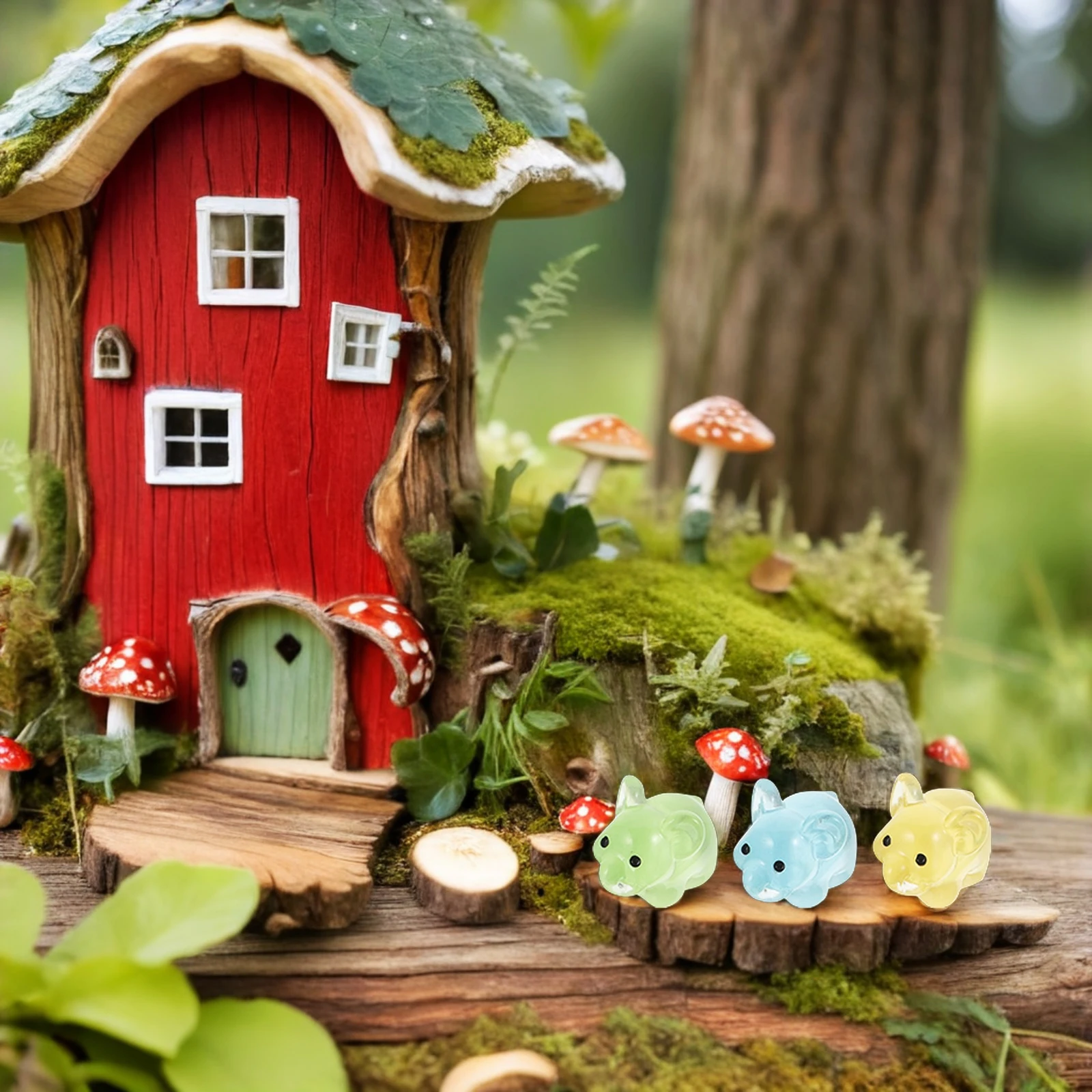 

15pcs Luminous Miniature Elephant Glow In Dark Resin Animal Decor For Micro Landscape Diy Desk Shelf Night Light Ornament