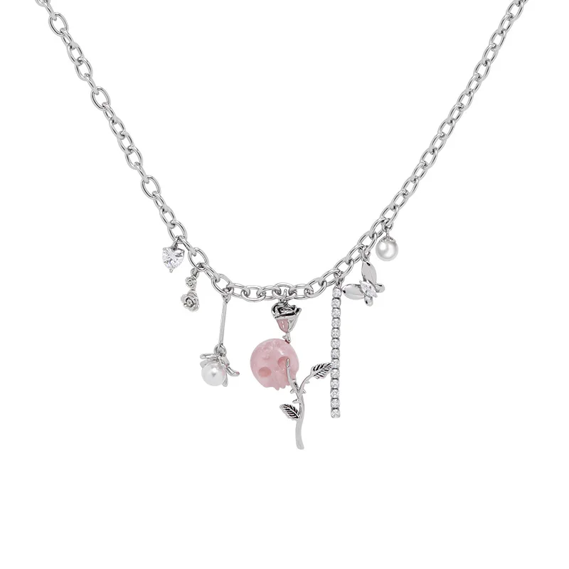 Eetit Trendy Roze Hars Parel Bloem Vlinder Kraag Ketting Hanger Voor Vrouwen Origineel Design Temperament Zomer Sieraden