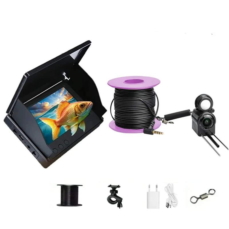 فيديو محمول فيش فايندر 4.3 بوصة IPS مراقب 220 °   فيديو الأسماك كام للرؤية الليلية لقارب بحيرة الجليد الصيد الاتحاد الأوروبي التوصيل