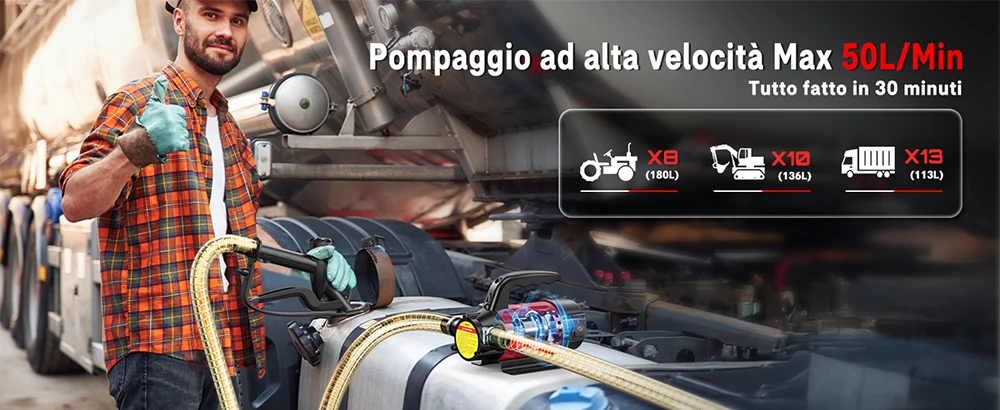 TaskStar 12 V elektrisches Kraftstoff-Transferpumpen-Set, 13 GPM Batterie, Diesel-Transferpumpe mit Kraftstoffdüsenschläuchen für den Heim- und Geschäftsbauernhof – Detail 4