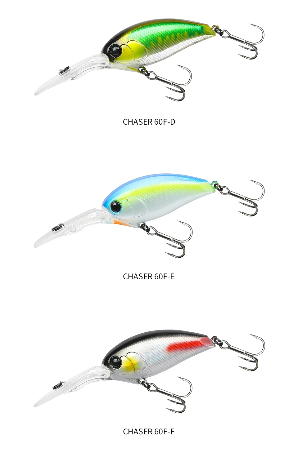 TSURINOYA 60F Kurbelköder Angelköder 60 mm 16,6 g CHASER 0–3 m langer Wurf schwimmender künstlicher harter Köder Bass Pike Ajing Kurbel – Detail 16