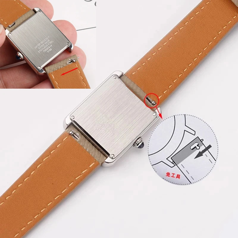 Watch Strap For Cartier Santos‑Dumont Tank London 15mm 16mm 18mm 20mm, Quick Release Leather Watch Band Men Women Wristband view 4