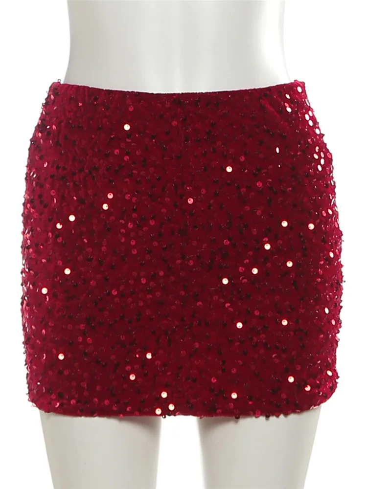 Sisterlinda Mode Pailletten Rock Frauen Herbst Sexy Trend Chic Wilden Dünne Grundlegende Club Streetwear Hottie Mitternacht Sexy Buttoms – Detail 3