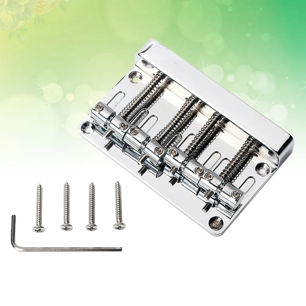 

GA1007 Metal 4 String Bass Bridge Vintage Style Bridge for Guitar with 4 Screws Wrench (Silver)