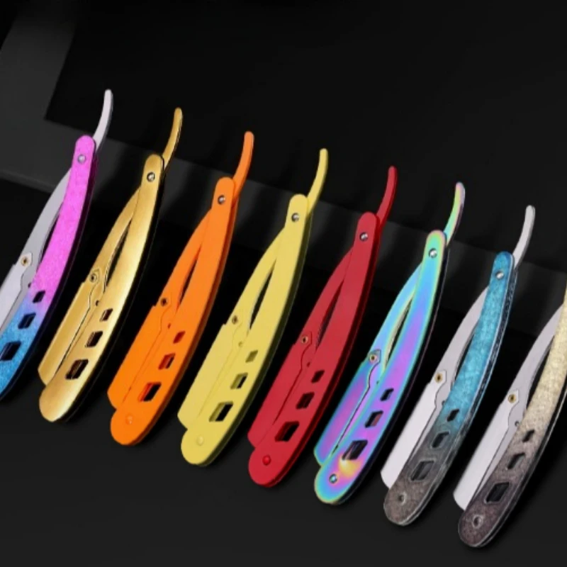 1Pc Men Barber Shaving Razors Folding Knife Unisex Hair Removal Tool Eyebrow Knife ( Blades Not Included) Multicolor Makeup Tool